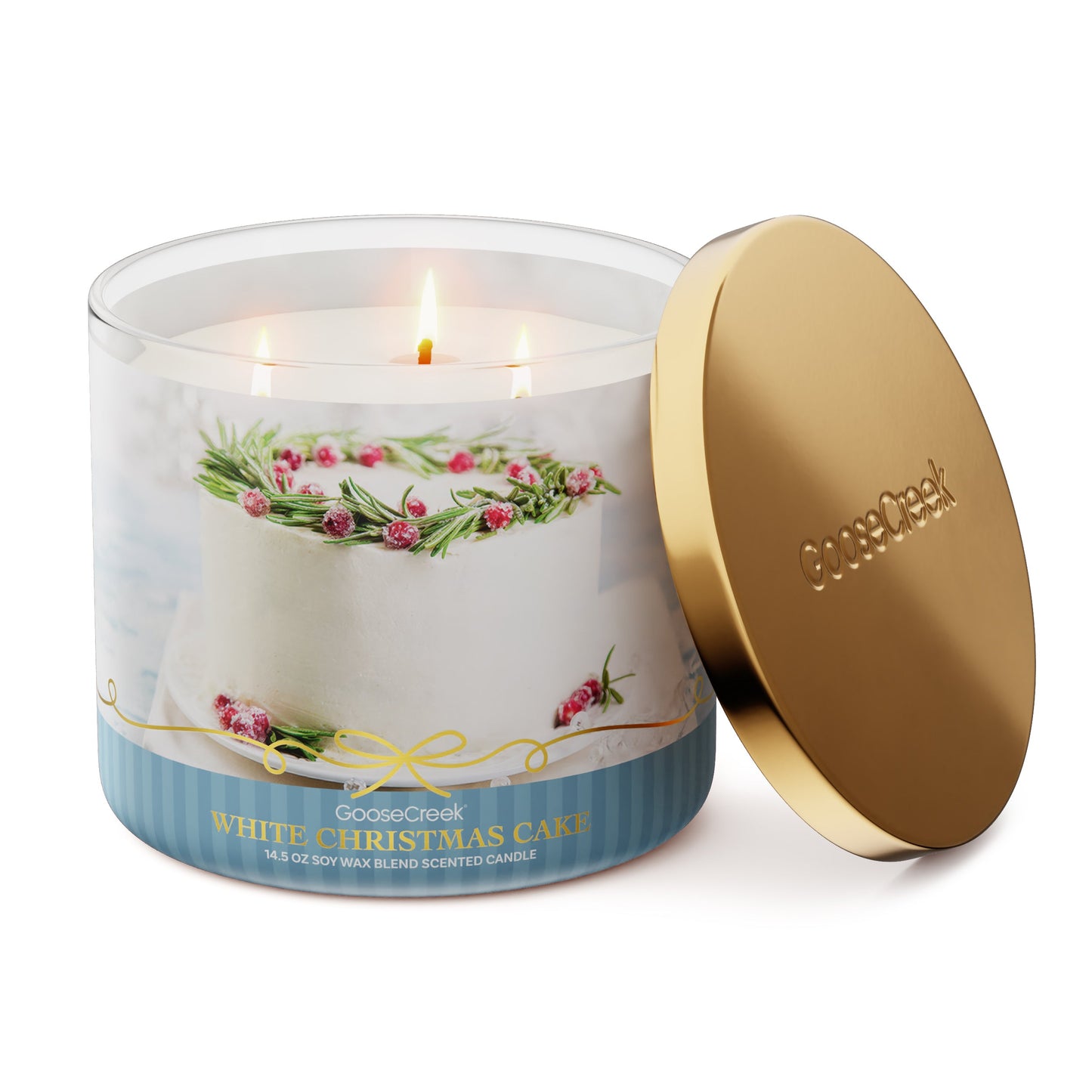 White Christmas Cake 3-Wick Candle
